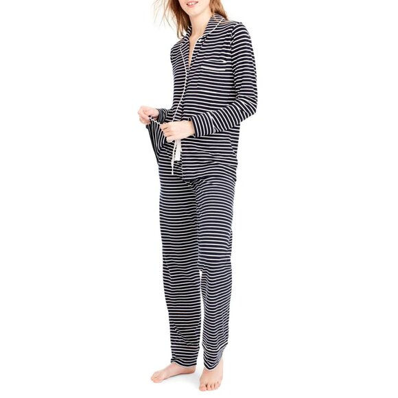 NWT J.Crew Dreamy Cotton Pajama Pant Set - Navy and White Striped | XXS - Picture 4 of 6